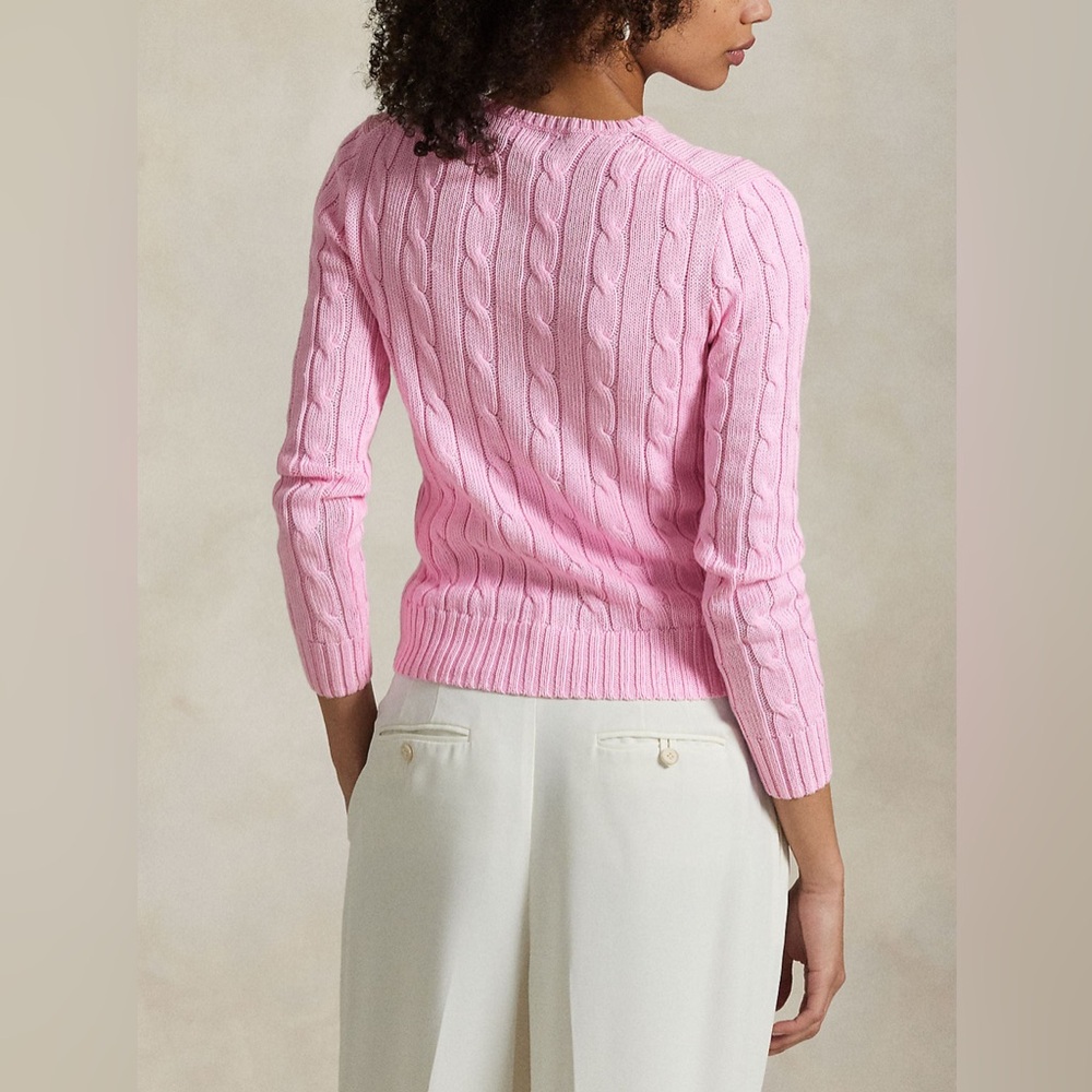 Ralph Lauren | Pink 100% Cotton Cable Knit‎ Sweater L - Picture 2 of 10